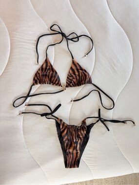 Alt Swim Tiger Stripe Tie Bikini Set